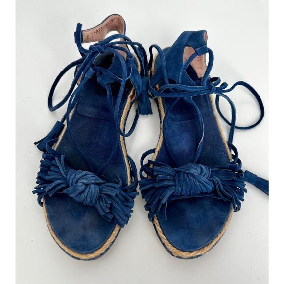Stuart Wietzman Blue Suede Espadrilles - Women's Size 6 - Picture 4 of 8